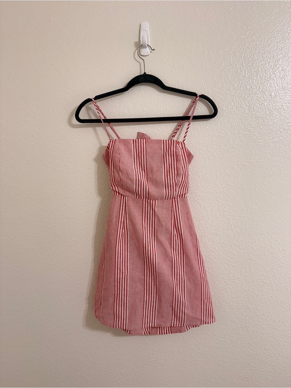 FAVLUX Red and White Striped Mini Dress